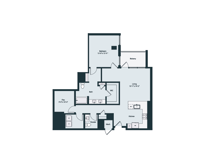 Floor plan layout diagram for A4-3 + Flex